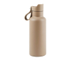 Stijlvolle thermosfles met handgreep en drukknop kleur beige