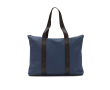 Lichtgewicht PU tas met opdruk en ritssluiting kleur blauw