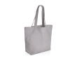 Bedrukte shopper met zak van ongeverfd gerecycled canvas kleur grijs
