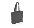 Bedrukte shopper met zak van ongeverfd gerecycled canvas kleur donkergrijs