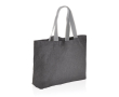 Groot formaat tas met logo van gerecycled canvas, 240 g/m2 kleur donkergrijs