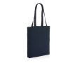 Gerecycled canvas tasjes met logo, 285 g/m2 ongeverfd kleur marineblauw