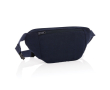 Eco heuptassen met logo van gerecycled canvas kleur marineblauw