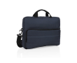 Duurzame RPET laptoptas met logo en accentstiksels kleur marineblauw