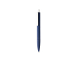 Gekleurde pennen met logo en smooth touch coating kleur marineblauw