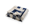 Groot formaat strandlaken met logo en streepmotief kleur marineblauw