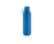 BPA-vrije thermische drinkfles met logo en draaglus kleur blauw