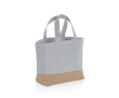 Kleine canvas koeltas met logo in twee kleuren kleur grijs