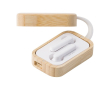 Draadloze in-ear oordopjes in bamboe etui kleur wit