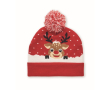 Gebreide kerstmuts met logo van zacht stretch acryl met manchet kleur rood