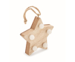 Kerst hangende houten ster met LED-verlichting kleur hout
