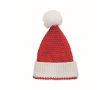 Kerstmuts van zacht stretchacryl met manchet en kwastje kleur rood