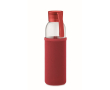 Fles met logo van gerecycled glas met deksel en anti-lekdop 500 ml kleur rood