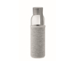 Fles met logo van gerecycled glas met deksel en anti-lekdop 500 ml kleur grijs