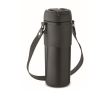 RVS antilek beker bedrukken met deksel, rietje en bandje 700ml kleur zwart
