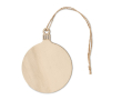 Houten kerstversiering in de vorm van een bal en ophangkoord kleur hout