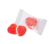 Hartvormige jellybeans met aardbeiensmaak in zakjes kleur aardbei