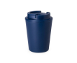 Dubbelwandige, gerecyclede plastic afhaalbeker van 300 ml kleur marineblauw