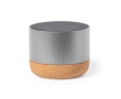 Speaker van gerecycled aluminium met kurken voet 3W vermogen kleur zilver