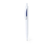 Balpen van gerecycled plastic met drukknop en blauwe inkt kleur blauw