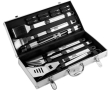 Aluminium koffer met 18 roestvrijstalen BBQ-accessoires kleur zilver