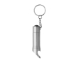Aluminium sleutelhanger met 3 witte LEDs en opener kleur zilver