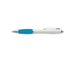 Gerecyclede ABS-pen met rubberen grip en blauwe inkt kleur lichtblauw