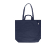 Tas van gerecycled katoen met rits en dubbel handvat kleur blauw