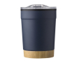 RVS mok met bamboe basis en klikdeksel 300ml kleur marineblauw