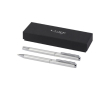 Aluminium balpen en rollerball met chromen accessoires kleur zilver