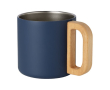 Mok van gerecycled staal met isolatie en handvat 360 ml kleur donkerblauw