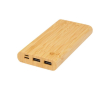 Bamboe powerbank met LED en aan/uit-knop 10.000 mAh kleur naturel