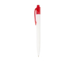 Tweekleurige gerecyclede plastic pen met zwarte inkt kleur rood
