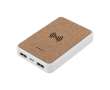 Powerbank en gerecyclede draadloze oplader met kurk 5W kleur wit