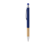 Gerecyclede aluminium pen met aanwijzer en blauwe inkt kleur marineblauw