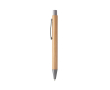 Bamboe balpen met metalen clip in blauwe inkt kleur naturel
