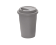 Herbruikbare plastic takeaway beker met deksel 450ml kleur grijs