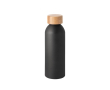 Aluminium drinkfles met logo met bamboe deksel 550ml kleur zwart