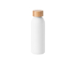 Aluminium drinkfles met logo met bamboe deksel 550ml kleur wit