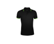Tweekleurig herenpoloshirt van katoen 200g/m2 SOL'S Pasadena kleur zwart