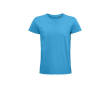 Biologische t shirts met bedrijfslogo kleur cyaan blauw