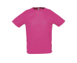 Ademend sportshirt bedrukken met logo kleur fuchsia