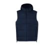 Polyester bodywarmer met vaste capuchon MKT Brooke kleur marineblauw