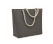 Tas van gerecycled katoen met touwhengsels, 220 g/m2 kleur zwart