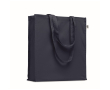 Kleurrijke tas van bio katoen met lange hengsels 220 g/m2 kleur blauw
