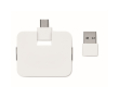 USB-hub met 4 poorten met USB en type A- en type C-uitgangen kleur wit