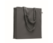 Kleurrijke tas van bio katoen met lange hengsels 220 g/m2 kleur donkergrijs