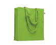 Kleurrijke tas van bio katoen met lange hengsels 220 g/m2 kleur limoen groen