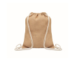 Jute String tasje met gekleurde katoenen touwtjes kleur beige