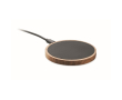 Ronde draadloze oplader van acaciahout 15 W kleur zwart